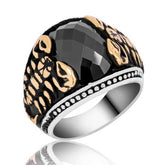 Silver Black Stone Scorpion Men's Ring